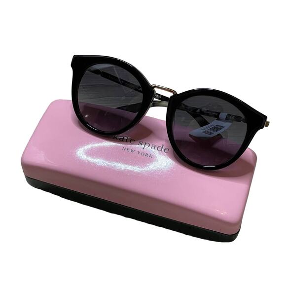 Kate Spade Joylyn 50MM Round Sunglasses Black Havana Dark Grey Gradient